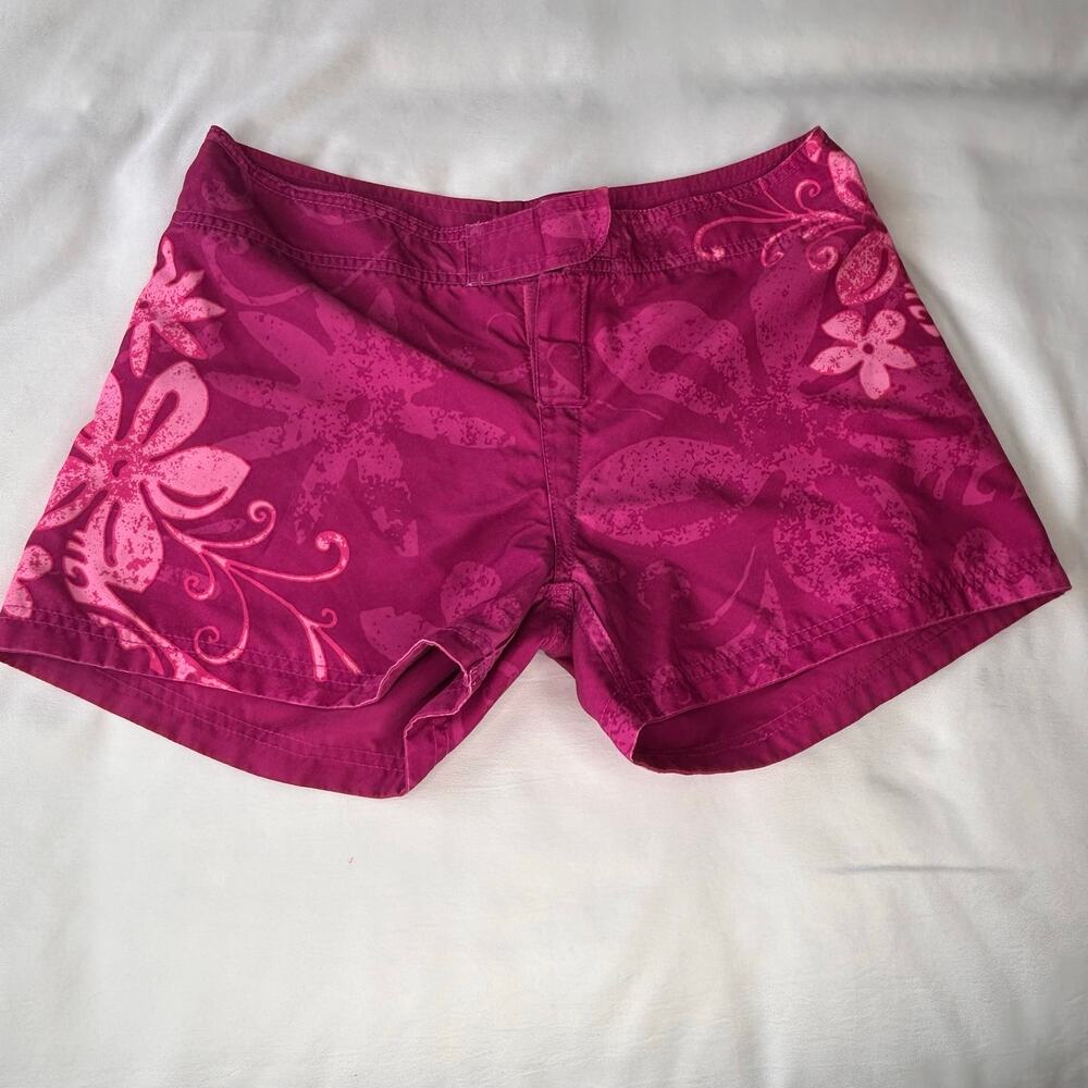 Crazy Shirt Micro Shorts Junior 5 Pink Tropical Floral Pocket Beach Water Sports